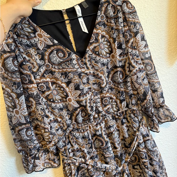 NY Collection Black and White Tiered Midi Dress- Size S - Picture 4 of 12